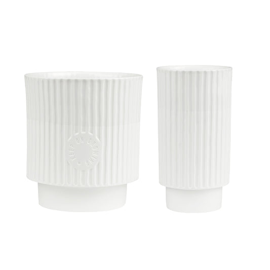 Friends of the Family Porcelain Flower Pot and Vase Set - White Minimalist Design