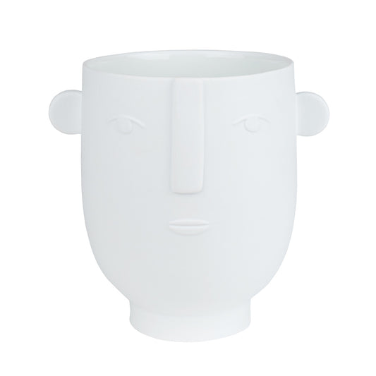 Natural Forms White Porcelain Face Shaped Flower Pot Planter