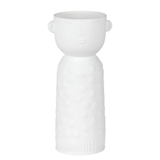 Natural Forms White Porcelain Face Shaped Vase - Decorative Sculptural Vase