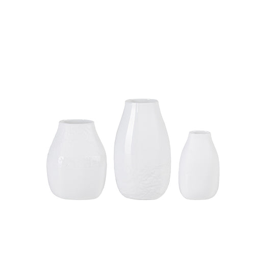 Porcelain Freeform Organic Shape Mini Vase Set of 3 - White Minimalist Scandinavian Design