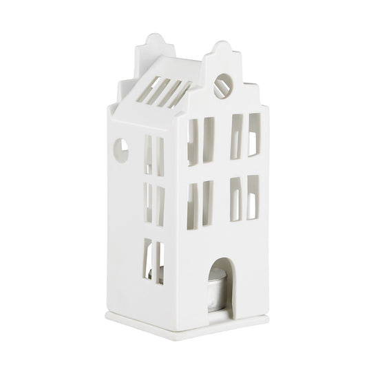 Porcelain Holiday Village House Tealight Holder - Canal House - Minimalist