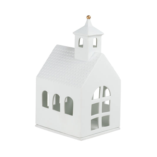 Porcelain Village House Chapel Tealight Holder - Minimalist