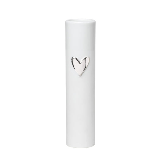 Rader Love Heart Porcelain Vase – Modern Vase with Gold or Silver Heart Accents