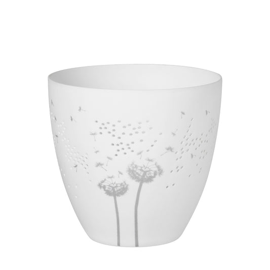 Rader Poetry Porcelain Tealight Candle Holder with Dandelion Design - Scandinavian Cozy Catchall Dish