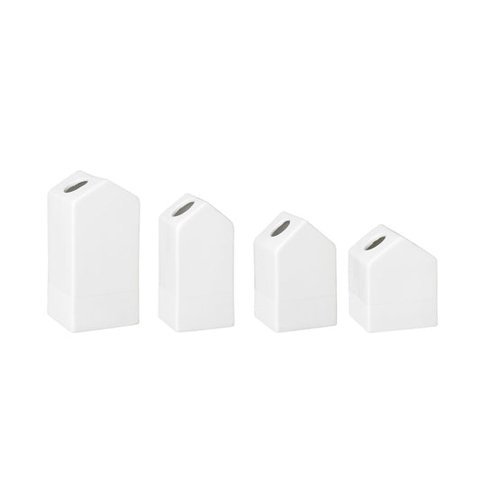 Scandinavian Style Porcelain House Shaped Vase Set of 4 - Sculptural Vase