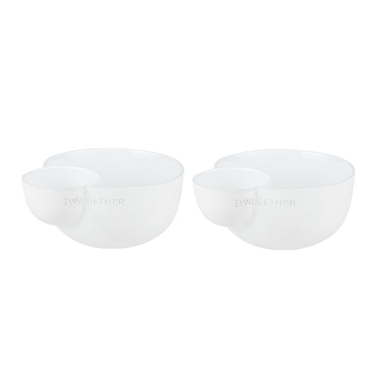 Two Gether Porcelain Serving Dish set of 2 for Presenting Food and Dips or Condiments Together