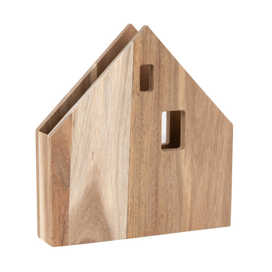 Wooden Napkin Holder in a Village House Shape for Kitchen or Dining Table