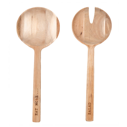 Acacia Wood Salad Server Two Piece Set  for Kitchen or Dining Table