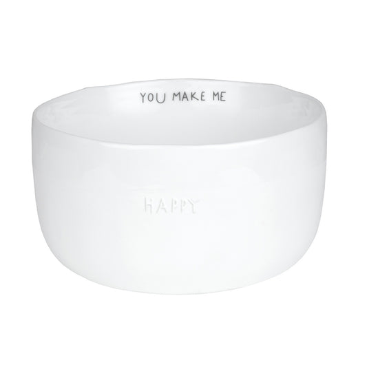 Bonjour Porcelain Novelty Bowl for Cereal or Soup - You Make Me Happy Design
