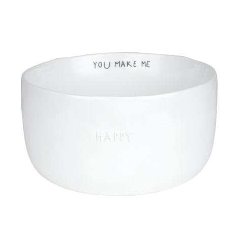 Bonjour Porcelain Novelty Bowl for Cereal or Soup - You Make Me Happy Design
