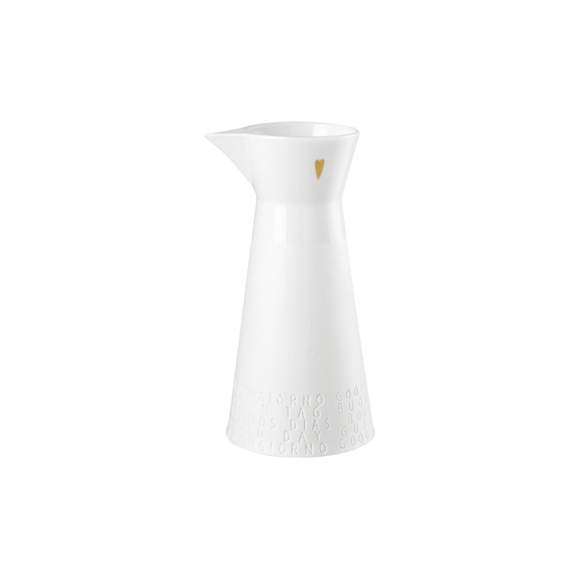 Bonjour Porcelain Pitcher for Water, Milk or Cream with Gold Heart Design for Kitchen or Dining Table