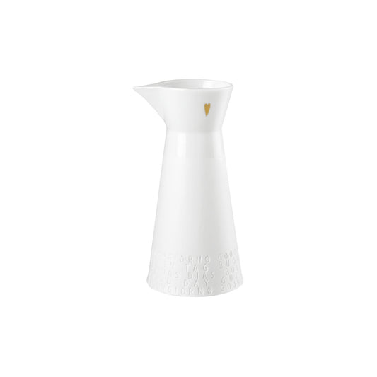 Bonjour Porcelain Pitcher for Water, Milk or Cream with Gold Heart Design for Kitchen or Dining Table