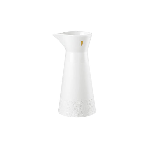 Bonjour Porcelain Pitcher for Water, Milk or Cream with Gold Heart Design for Kitchen or Dining Table