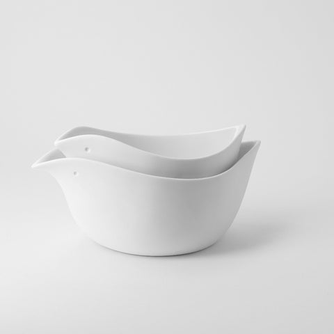 Early Bird Porcelain Bowls Set of 2 – Bird-Shaped White Serving & Cereal Bowls for Breakfast, Brunch or Tea Time