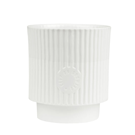 Friends of the Family Porcelain Flower Pot - White Minimalist Design for Herbs and Plants