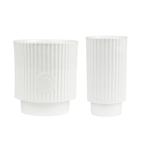 Friends of the Family Porcelain Flower Pot and Vase Set - White Minimalist Design 
