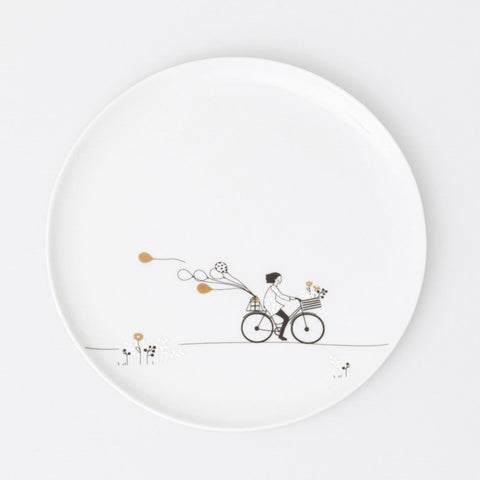 Hobby Porcelain Plate Featuring Bicycle Graphic - Decorative and Food Safe Plate Gift