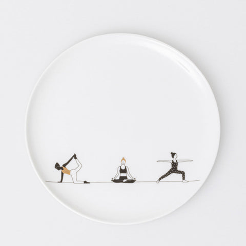 Hobby Porcelain Plate Featuring Yoga Graphic - Decorative and Food Safe Plate Gift