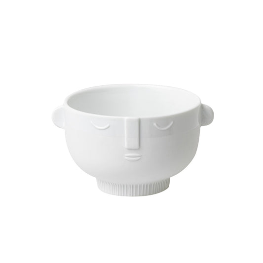 Natural Forms White Porcelain Face Shaped Bowl for Cereal, Soup or Ice Cream