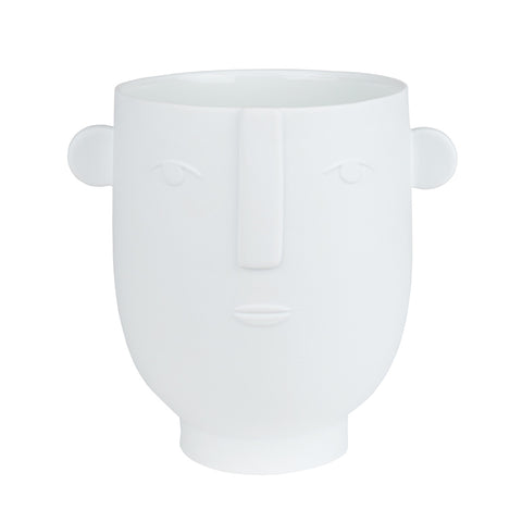 Natural Forms White Porcelain Face Shaped Flower Pot Planter