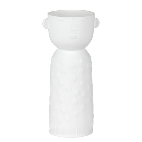 Natural Forms White Porcelain Face Shaped Vase - Decorative Sculptural Vase