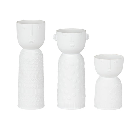 Natural Forms White Porcelain Face Shaped Vase Set of 3 - Decorative Sculptural Vases