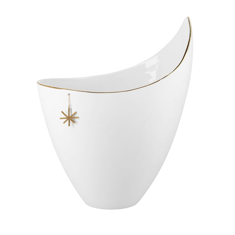 Night Sky Themed Porcelain Decorative Vase with Gold Star Pendant - Sculptural or Flower Vase