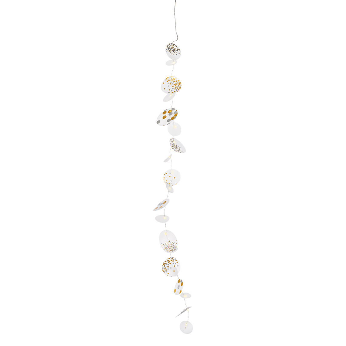Paper Chain Decoration for Party or Home Décor Featuring LED Lit Circles and Gold Accents