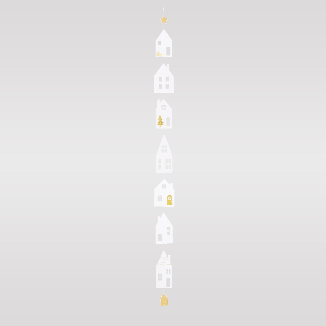Paper Chain Decoration for Party or Home Décor Featuring Village House Cutout Designs