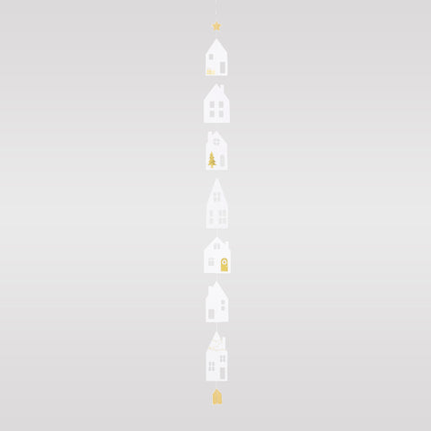 Paper Chain Decoration for Party or Home Décor Featuring Village House Cutout Designs