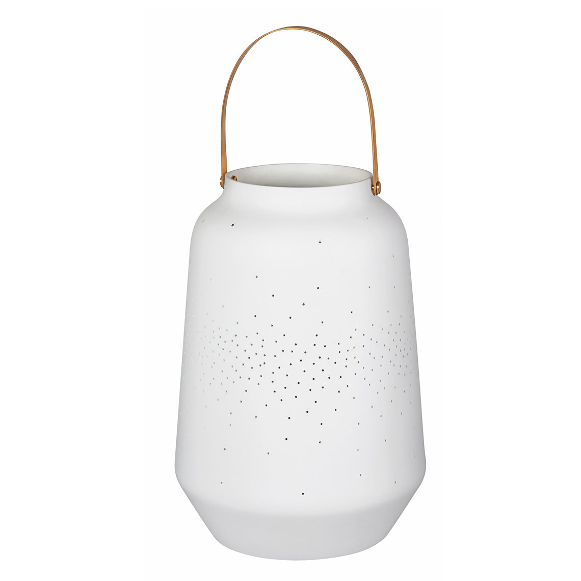 Poetry Porcelain Lantern with Brass Handle - White Decorative Candle Lantern for Scandinavian Modern Home Décor