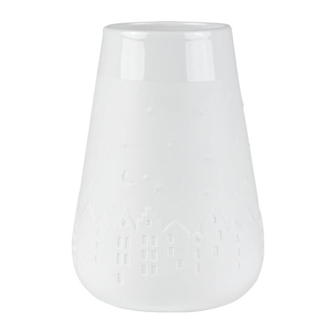 Poetry White Porcelain Vase with Embossed Winter Design - Flower Vase and Sculptural Vase for Home Decor