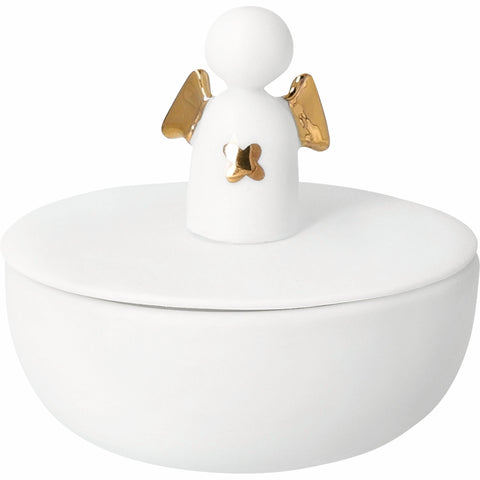 Porcelain Angel Figurine Trinket Box with Lid for Treasures and Jewelry
