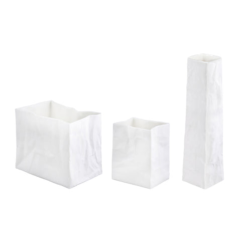 Porcelain Bag Design Vase and Flower Vase 3 Piece Set – Modern Home Decor