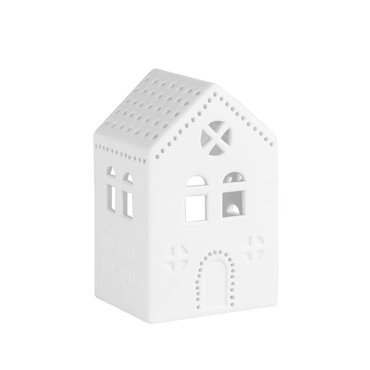Porcelain Holiday Village House Tealight Holders - Minimalist Handcrafted Scandinavian Décor