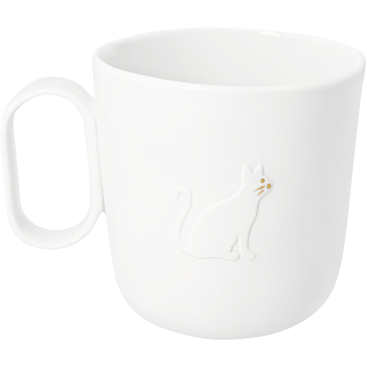 Porcelain Kitty Cat Mug with Gold Accents - 13.5 oz Embossed Feline Coffee & Tea Cup