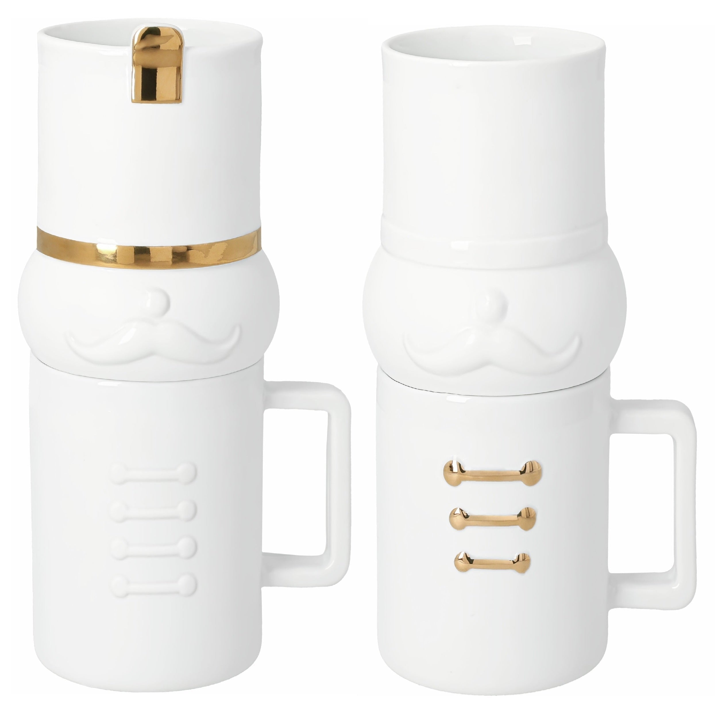 Porcelain Nutcracker Mug and Treat Tower Set of 2 of Hot Drinks and Snack Service