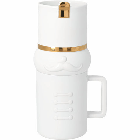 Porcelain Nutcracker Mug and Treat Tower for Hot Drinks and Snack Service