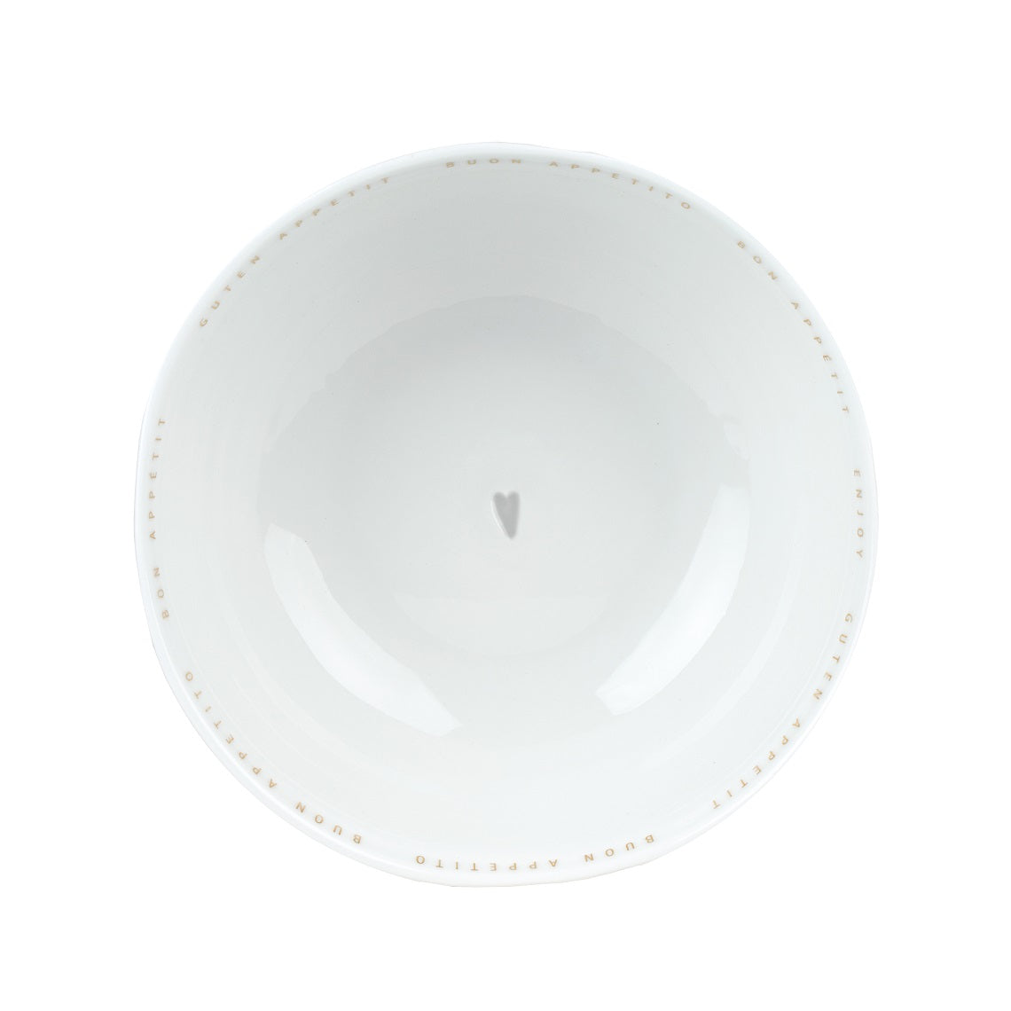 Porcelain Organic Shape Serving Bowl with Gold Bon Appetit Lettering  - Decorative and Food Safe Dishware
