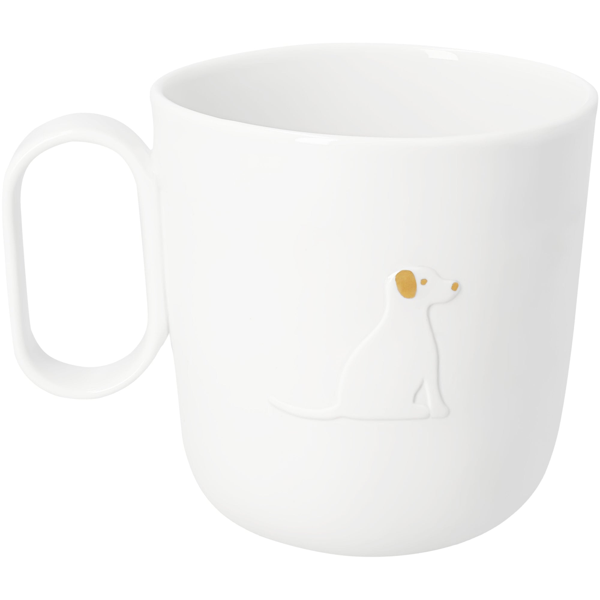 Porcelain Puppy Dog Mug with Gold Accents - 13.5 oz Embossed Puppy Coffee & Tea Cup