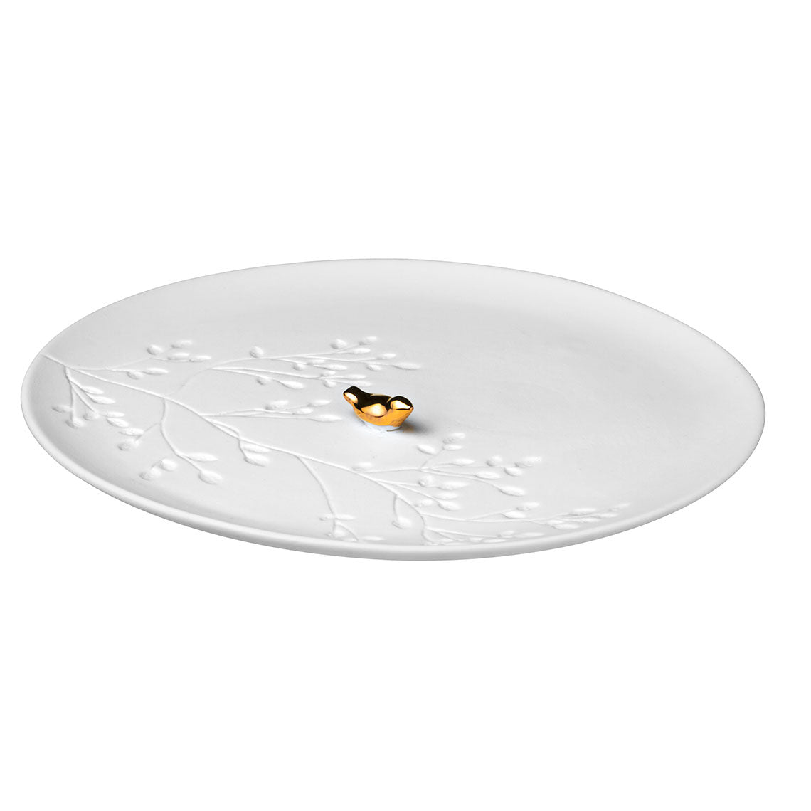 Porcelain Stories Decorative Flock of Birds Plate with Handcrafted Gold Bird Detail - Food Safe