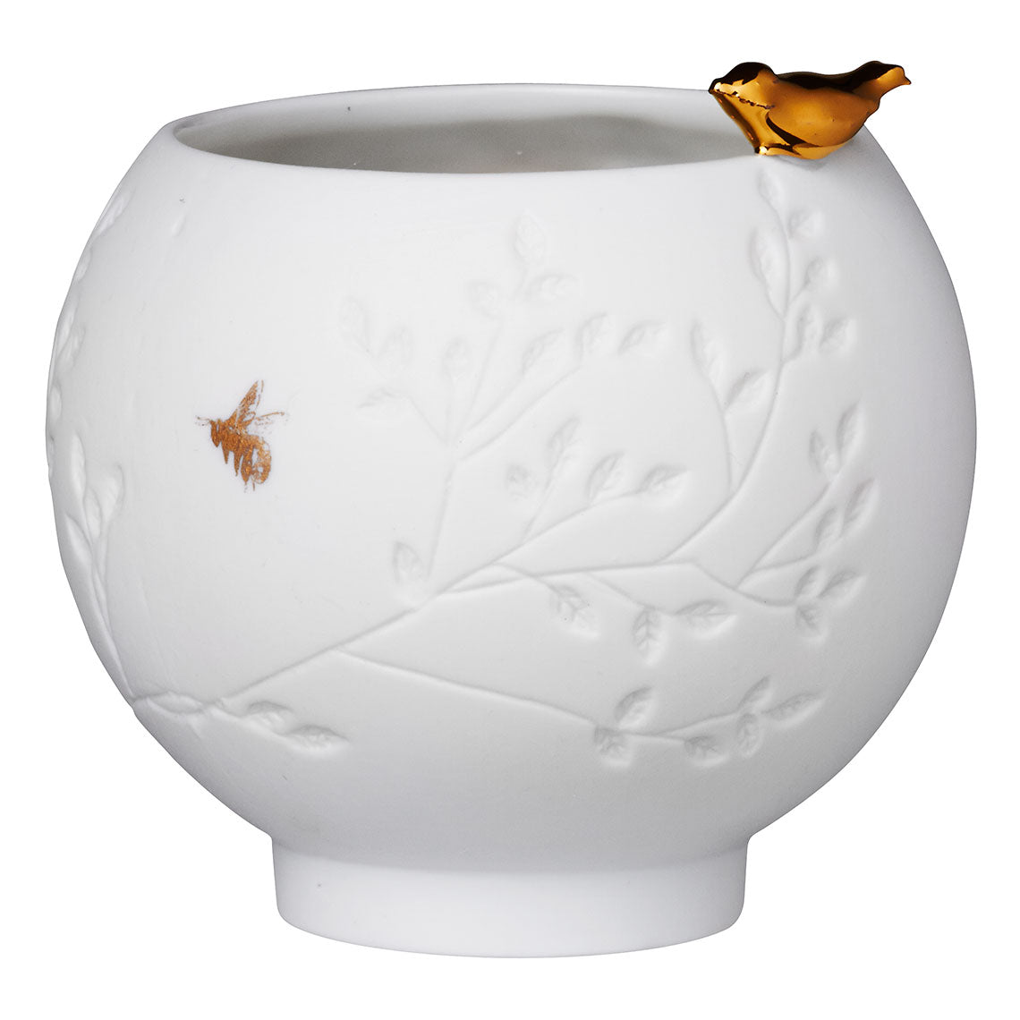 Porcelain Stories Decorative Flock of Birds Tealight Holder with Handcrafted Gold Bird Detail

