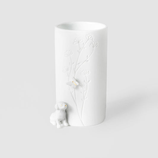 Porcelain Stories Decorative Puppy Dog Vase - Handcrafted Flower and Sculptural Vase