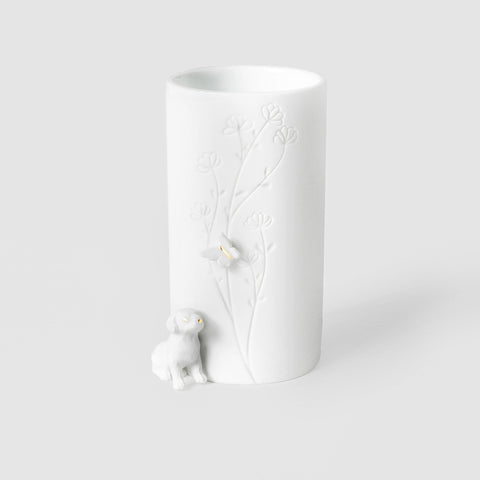 Porcelain Stories Decorative Puppy Dog Vase - Handcrafted Flower and Sculptural Vase