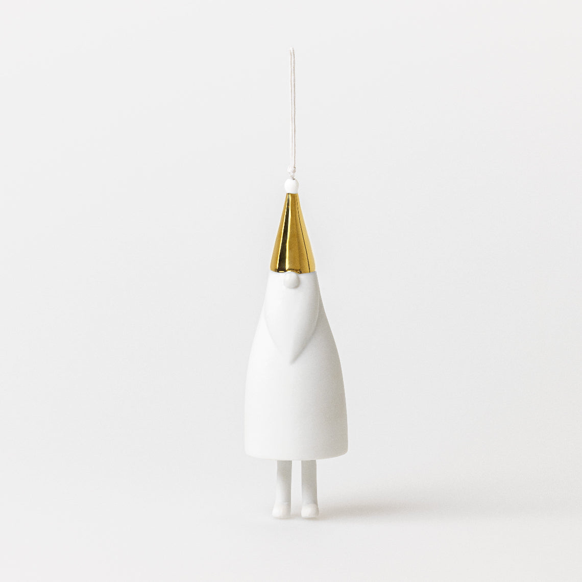 Porcelain Stories Santa Gnome Christmas Bell Ornament - White and  Gold Tree Ornament