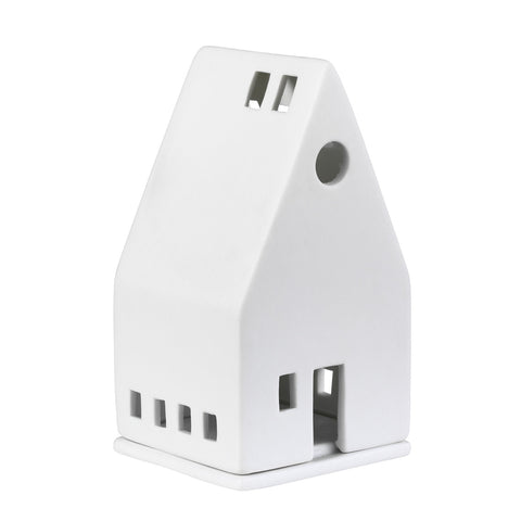 Porcelain Holiday Village House Tealight Holder - Small House with Steep Roof - Handmade