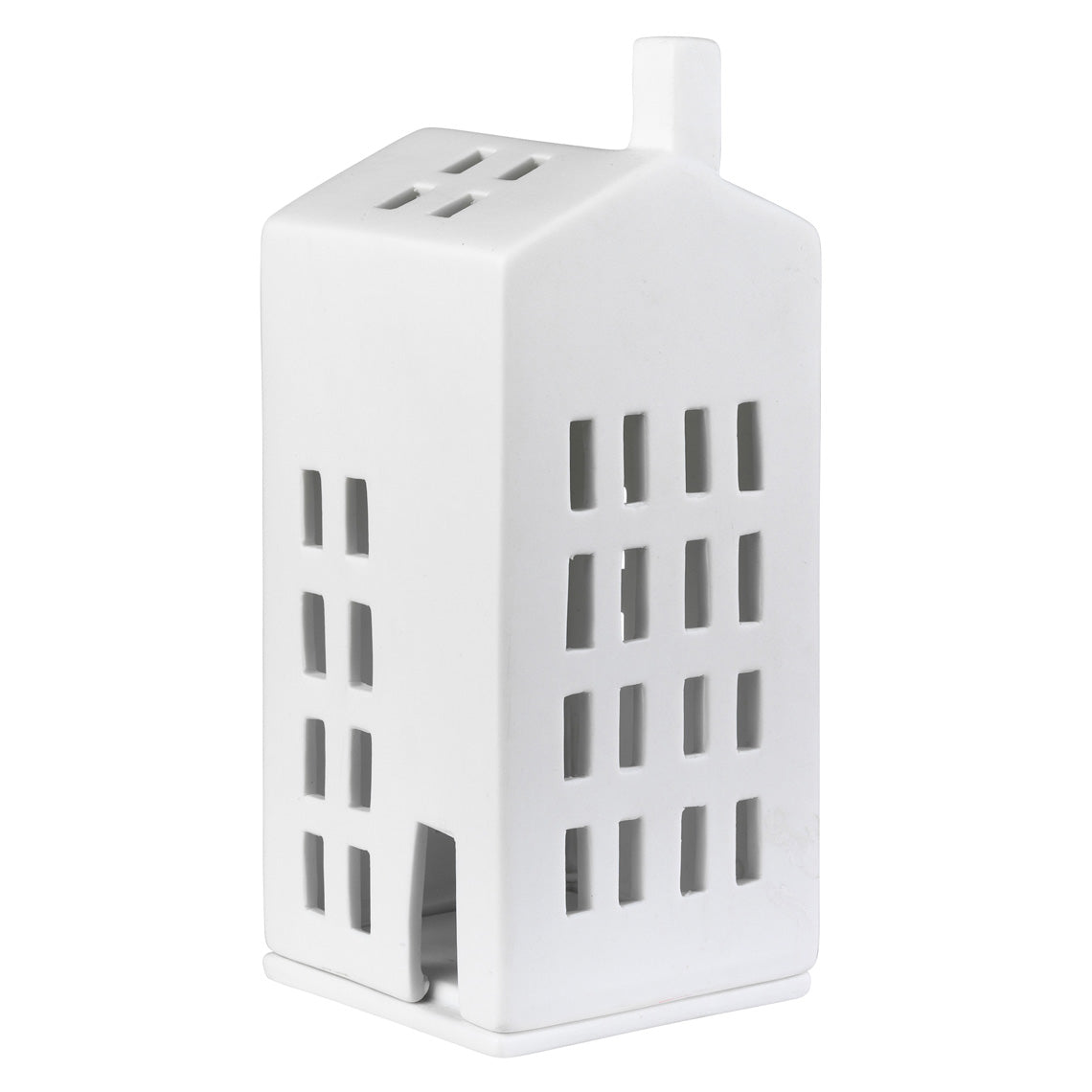 Porcelain Holiday Village House Tealight Holder with Small Windows - Minimalist
