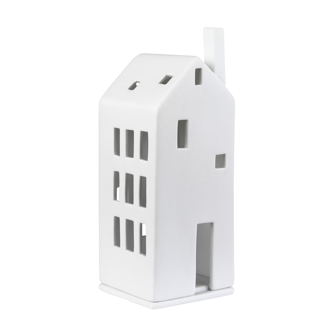 Porcelain Holiday Village House Tealight Holder - Three Story House - Minimalist