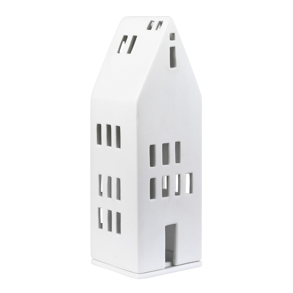 Porcelain Holiday Village House Tealight Holder - Four Story House - Minimalist