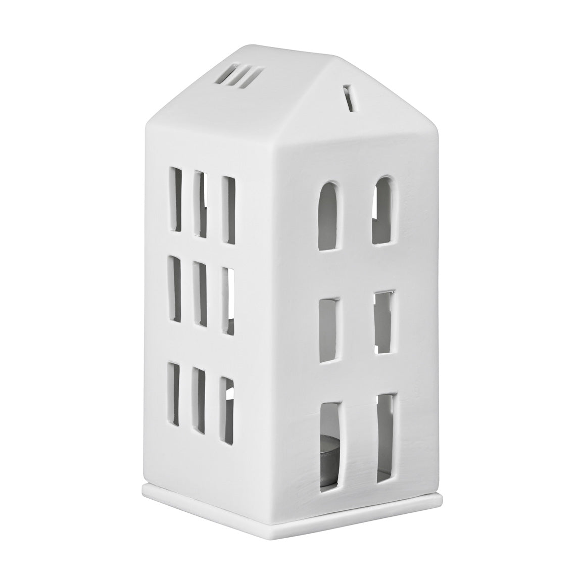 Porcelain Holiday Village House Tealight Holder - House with Hipped Roof - Handmade